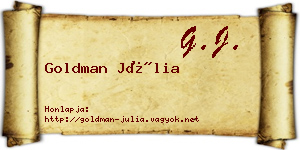 Goldman Júlia névjegykártya